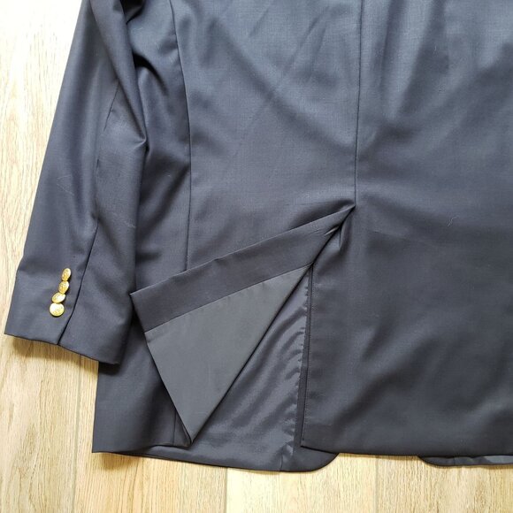 Mens Ralph Lauren Navy Blue Wool Suit Jacket size XL with 2 Gold Button Front - Picture 8 of 14